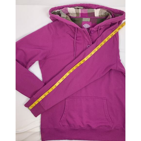 Dickies Hoodie Womens Large Purple Pullover 3 Button Neck Plaid Lining - Picture 9 of 10